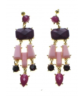 Mooie paarse oorbellen in goudkleurige setting