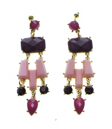 Mooie paarse oorbellen in goudkleurige setting