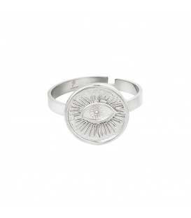 Verstelbare zilverkleurige ring met een oog
