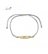 Grijze elastische armband met goudkleurige detail met kleine kraaltjes