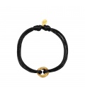 Zwarte satijnen armband met goudkleurig clipdetail