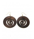 Houten bruine oorbellen in ronde vorm