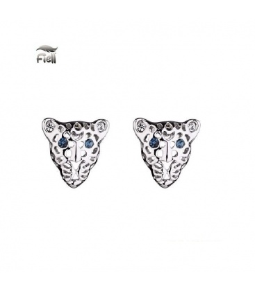 Zilverkleurige oorknopjes met panter kop