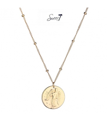 Goudkleurige ketting met ronde bedel met sterrenbeeld maagd