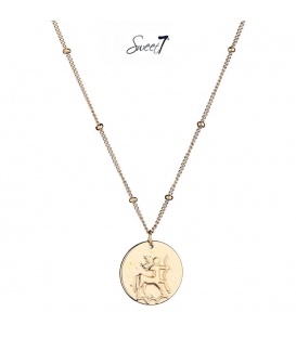 Goudkleurige ketting met ronde bedel met sterrenbeeld boogschutter