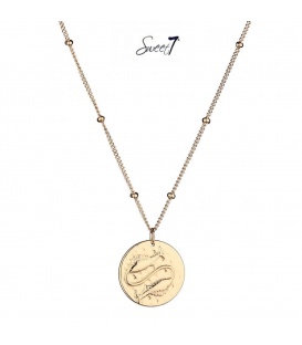 Goudkleurige ketting met ronde bedel met sterrenbeeld vissen