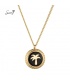Goudkleurige ketting met ronde zwarte bedel met palmboom