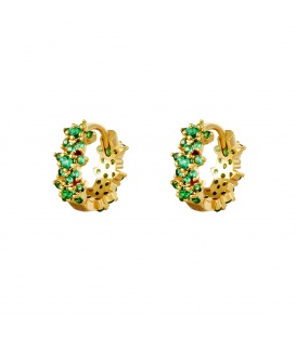 Goudkleurige oorringen met groene strass steentjes
