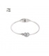 Zilverkleurige spang armband met cirkel en een steentje