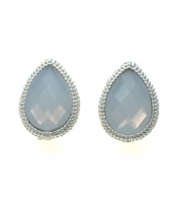 Witte oorclips met een zilverkleurige rand