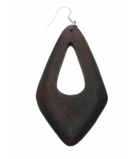 Bruine langwerpige retro houten oorbellen