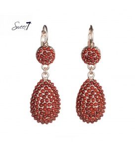 Goudkleurige oorbellen met rode steentjes