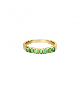 Goudkleurige ring met groene steentjes (16)