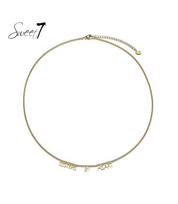 Goudkleurige ketting met de zin SISTERS BY HEART