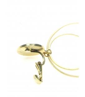 Goudkleurige oorclips met twee ronde hanger