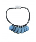 Zwarte koord halsketting met blauwe elementen van Culture Mix.