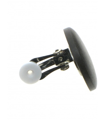 Houten ronde bruine oorclips van Culture Mix