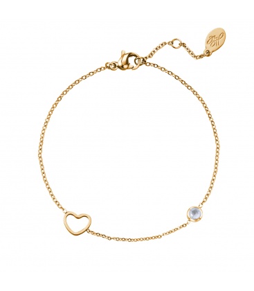 Goudkleurige armband met transparante geboortesteen juni