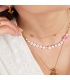 Goudkleurige halsketting met roze geboortesteen oktober