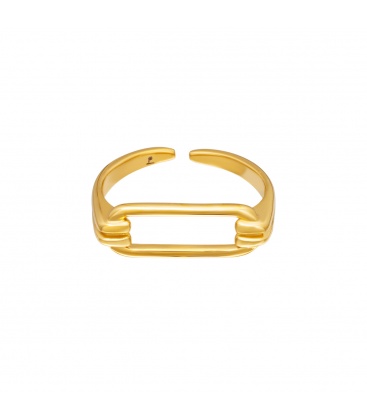 Goudkleurige ring met een geometrische vorm