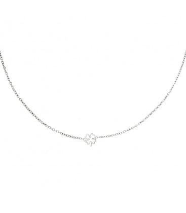 Zilverkleurige ketting met een open klaver