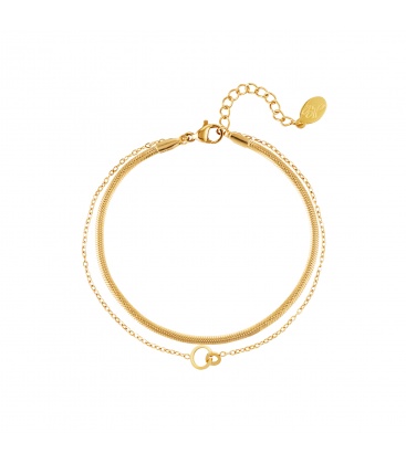 Goudgekleurde meerlaagse armband met verbonden cirkels