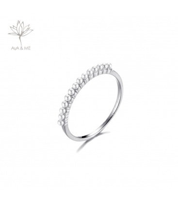 Zilveren ring met bolletjes ( 925)