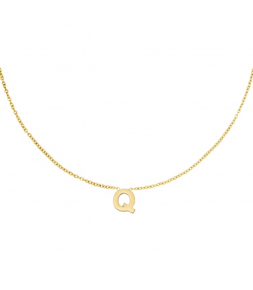 Goudkleurige halsketting met initiaal Q