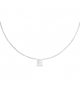 Zilverkleurige halsketting met initiaal E