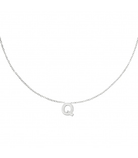 Zilverkleurige halsketting met initiaal Q