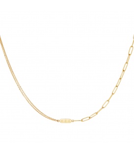 Goudkleurige halsketting met dubbele ketting en bedel met sterretjes