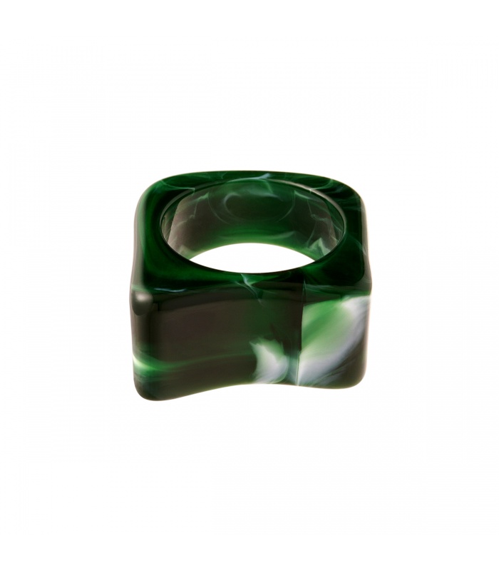 Groene polyhars ring vierkant