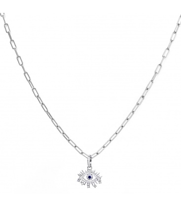 Zilverkleurige halsketting met een gedetailleerde oog als hanger