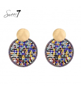 Gekleurde glaskralen oorhangers met een goudkleurig oorstukje