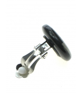 Zwart met zilverkleur oorclips met parelmoer 