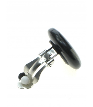 Zwart met zilverkleur oorclips met parelmoer 