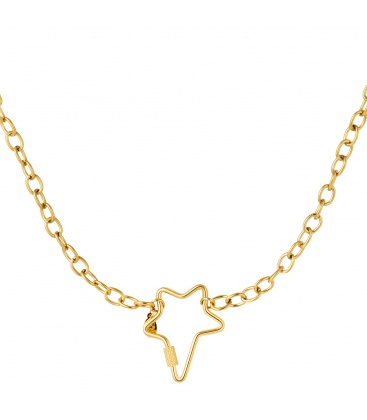 Goudkleurige halsketting met grote stervormige sluiting