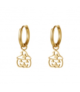 Goudkleurige oorbellen met een kleine open pompoen