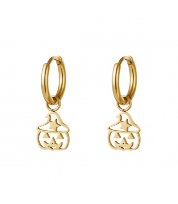 Goudkleurige oorbellen met een kleine open pompoen