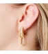 Goudkleurige ronde oorbellen met paarse zirkoonsteentjes