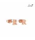Roségoudkleurige oorstekers letter R