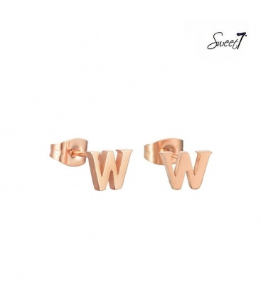 Roségoudkleurige oorstekers letter W