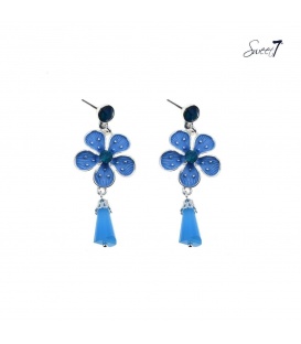 Prachtige blauwe bloem oorhangers 