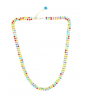 Mooie gekleurde korte halsketting met strass steentjes