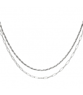 Zilverkleurige dubbele halsketting