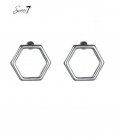 Zilverkleurige 6 hoekige oorbellen 