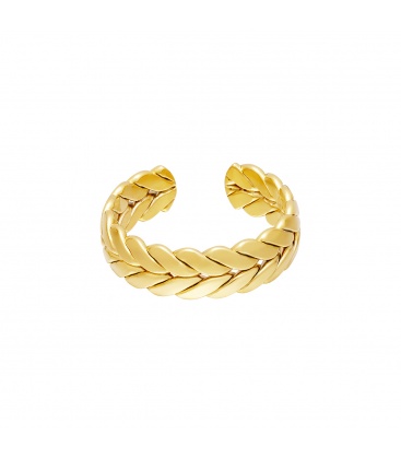 Goudkleurige ring in laurierblad design