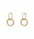 Goudkleurige oorbellen met heldere zirkonia steentjes in de ronde hanger
