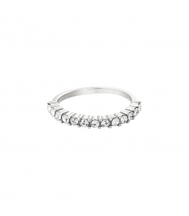 Zilverkleurige ring met een rij van steentjes (18)
