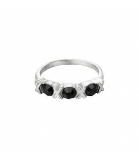 Zilverkleurige ring met zwarte steentjes in XOXO design (16)